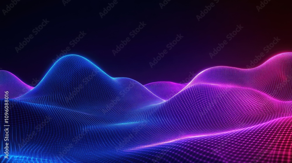 Aufkleber High-tech 3D wireframe motion background with glowing neon lines and abstract data visualization, evoking a sci-fi inspired digital world of advanced technology