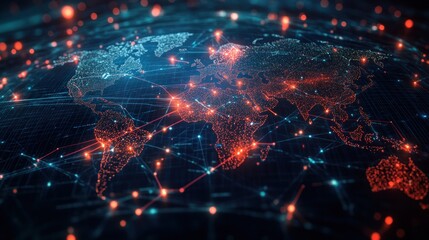 Obraz premium Global Network of Interconnected Points