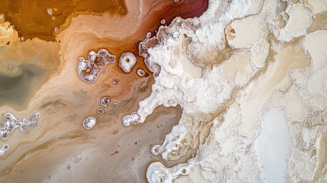 Aerial view of vibrant salt ponds featuring unique patterns and textures in a stunning mosaic of colors.