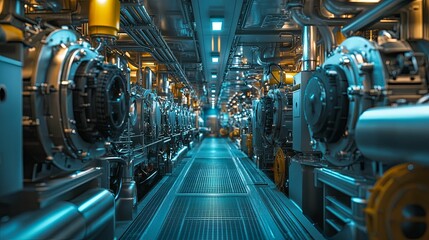 Industrial Machinery Corridor In Modern Factory