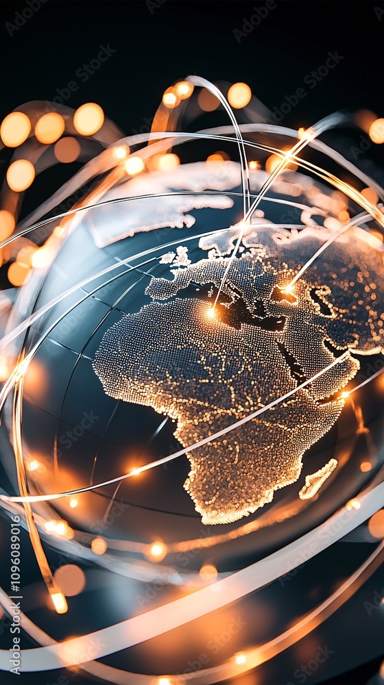 Poster a global map with animated lines showing currency fluctuations and recession impact