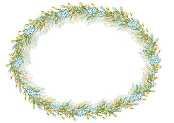 Watercolour frame of elements for creating designs, postcards, compositions, invitations and posters frame