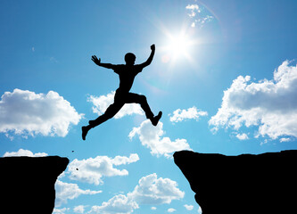 Man jump through the gap.