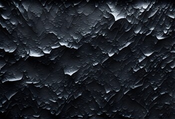 Dark black icy grunge texture with glossy frost and rugged edges for contrast, Ai Generated