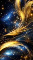 Golden Light Trails Across a Universe of Stars: Abstract Background for Design
