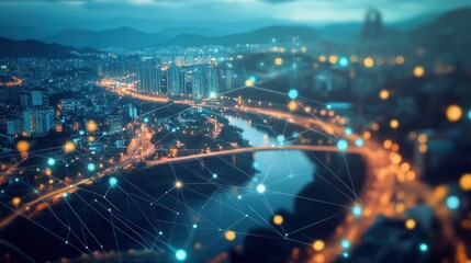 Fototapeta premium City Lights and Network Connections