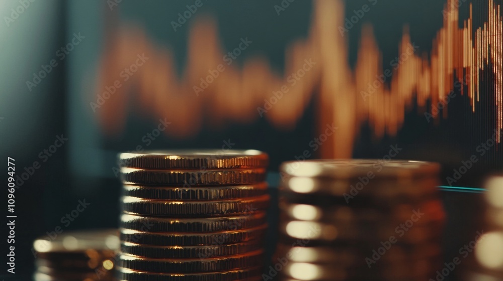 Poster financial market analytics digital workspace data visualization urban environment close-up view inve