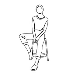 woman sitting on high chair sketch, outline, vector