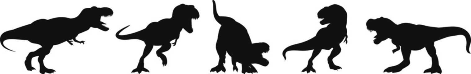 dinosaur rex black silhouette vector