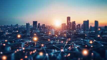 ネオン輝く未来都市の風景