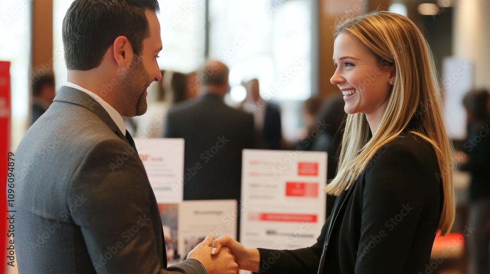 Poster networking event conversation between professionals urban conference center business interaction pro