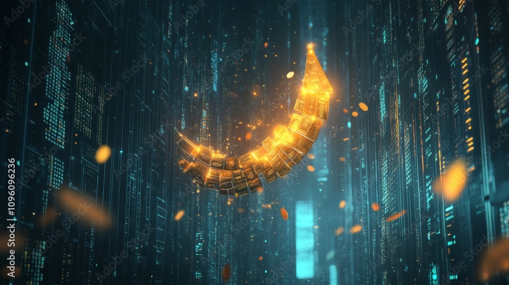 Poster digital transformation futuristic data visualization virtual environment 3d animation tech concept c
