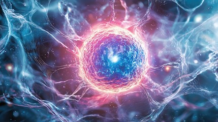 Obraz premium electro-magnetic field of a human cell. Photo-realistic Highly detailed,