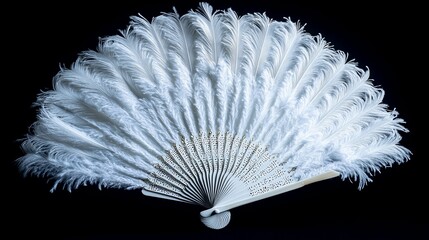Elegant White Ostrich Feather Hand Fan
