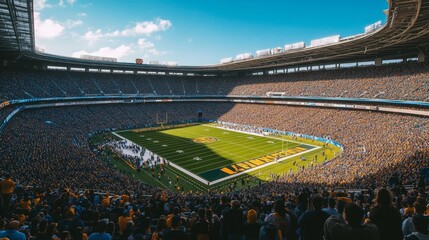 Exciting college football game stadium sports event outdoor arena spectator view team spirit and competition