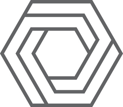Infinite hexagon logo. Looped polygon line icon