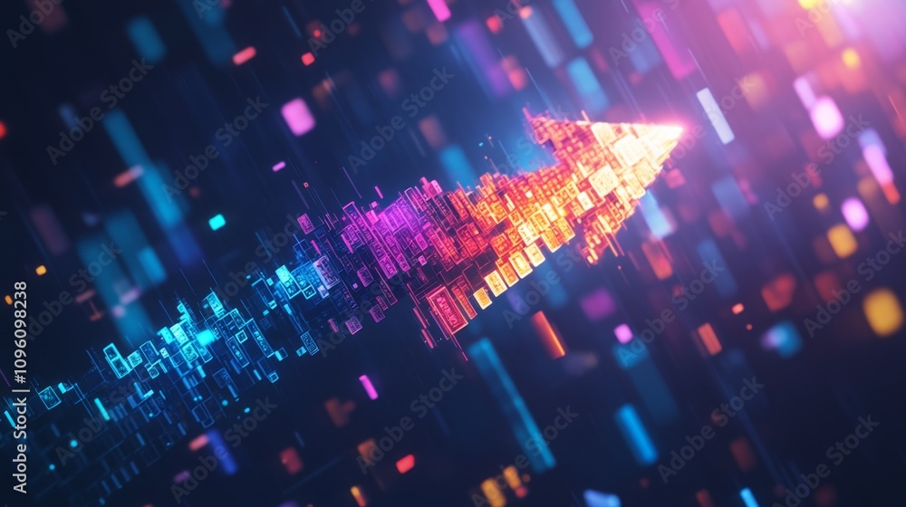 Poster digital transformation arrow abstract background graphic design vibrant colors dynamic viewpoint gro