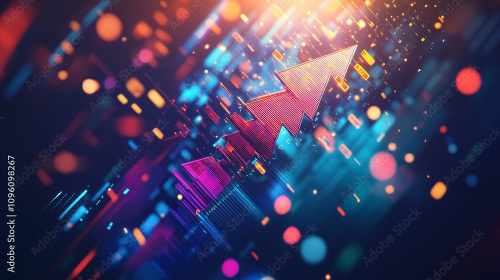 Poster dynamic growth trends in technology digital art infographic visualization abstract environment futur