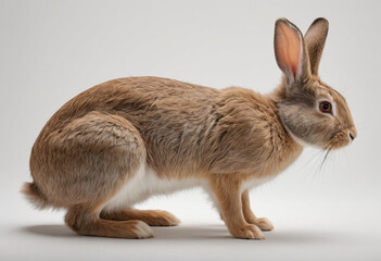 Obraz premium standard Rabbit right side view. Full figure visible, flat white background, no shadows, head and legs visible, ultra detailed, photorealistic 400mm lens, low angle 