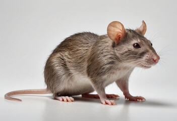  standard Rat right side view. Full figure visible, flat white background, no shadows, head and legs visible, ultra detailed, photorealistic 400mm lens, low angle 