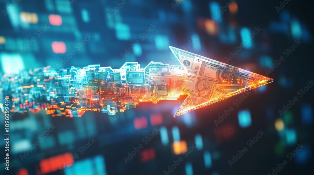 Poster dynamic digital transformation financial data visualization virtual space graphic design futuristic 