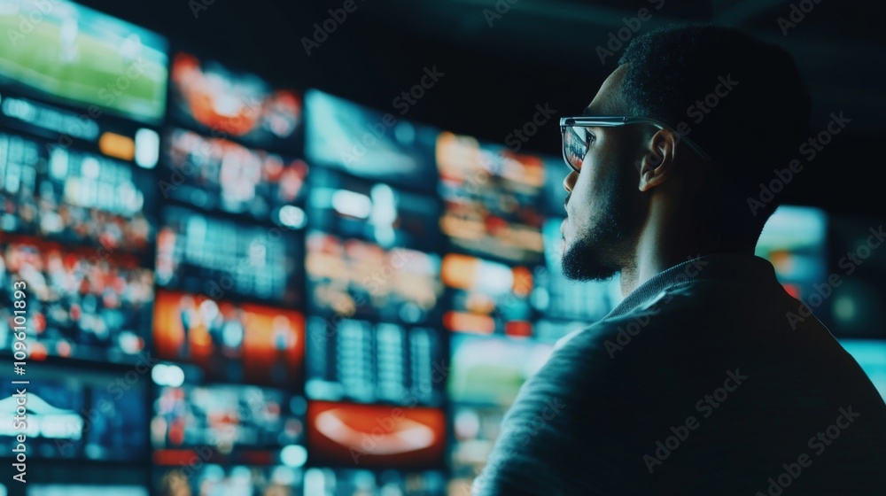 Aufkleber analyzing data insights control room digital media high-tech environment close-up view information m