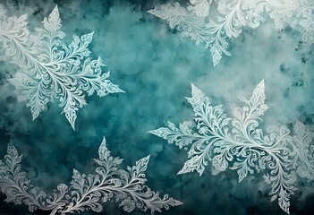 Gradient ice texture transitioning from dark teal to bright white with intricate grunge patterns, AI Generated