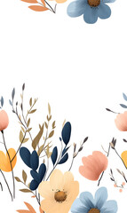 Floral flowers and beautiful colorful leaves wallpaper seamless pattern for interior decoration or background.