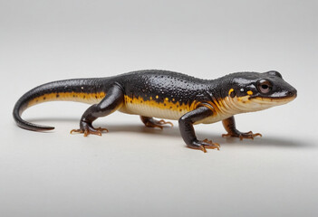 Obraz premium standard Salamander right side view. Full figure visible, flat white background, no shadows, head and legs visible, ultra detailed, photorealistic 400mm lens, low angle 
