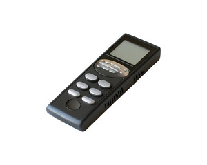 Obraz premium Digital voice recorder with small screen and buttons isolated on a transparent background, PNG