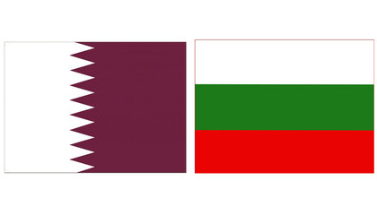 Qatar national flag with Bulgaria Official flag, both countries flags are in Horizontal shape and isolated on white background. 
Rectangular colorful design Flag with together. 