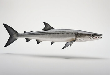 Naklejka premium standard Barracuda right side view. Full figure visible, flat white background, no shadows, head and legs visible, ultra detailed, photorealistic 400mm lens, low angle 