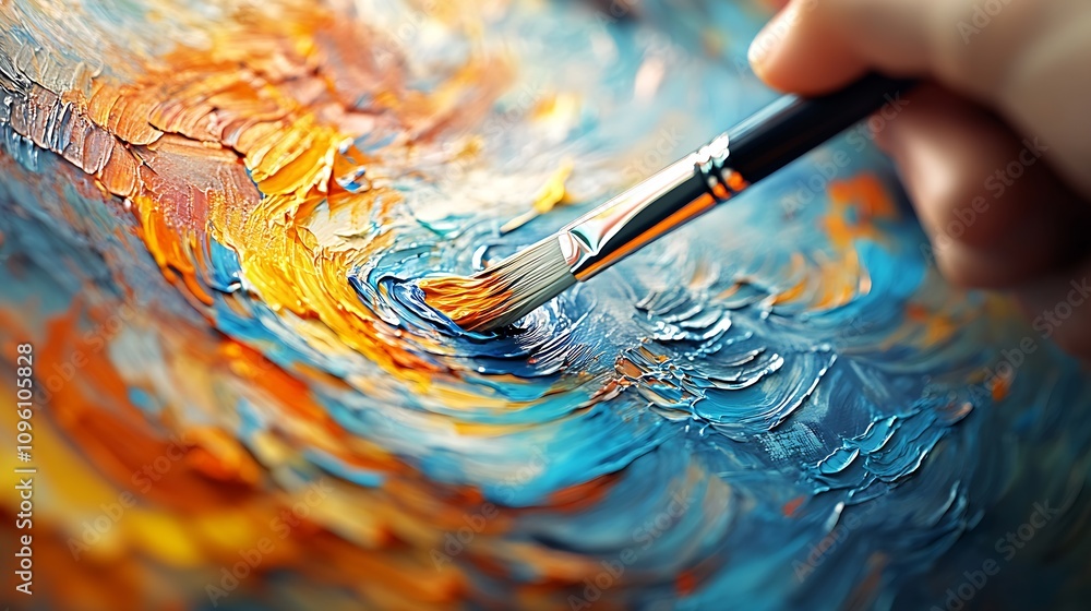 Poster Dynamic Brush Strokes Creating Colorful Abstract Design on Canvas Artwork : Generative AI