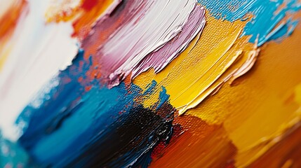 Obraz premium Expressive Abstract Art on Canvas with Multicolor Brush Swipes : Generative AI