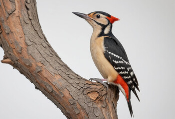  standard Woodpecker right side view. Full figure visible, flat white background, no shadows, head and legs visible, ultra detailed, photorealistic 400mm lens, low angle 