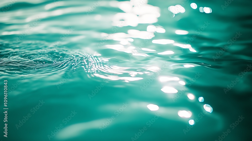 Poster calm and serene turquoise water surface with soft light reflections : generative ai