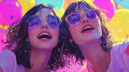Obraz premium Celebratory moments friends enjoying a colorful party outdoor festival lifestyle photography vibrant atmosphere joyful perspective fun and friendship