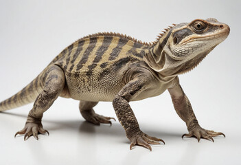 Obraz premium standard Reptiles right side view. Full figure visible, flat white background, no shadows, head and legs visible, ultra detailed, photorealistic 400mm lens, low angle 