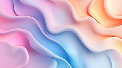 Abstract 3D composition of pastel gradient shapes, flowing organically in a smooth and calming design
