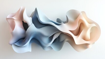 Abstract 3D design featuring flowing gradients of soft pastel hues and smooth organic forms
