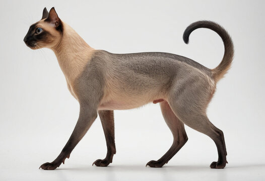  standard Siamese fireback right side view. Full figure visible, flat white background, no shadows, head and legs visible, ultra detailed, photorealistic 400mm lens, low angle 