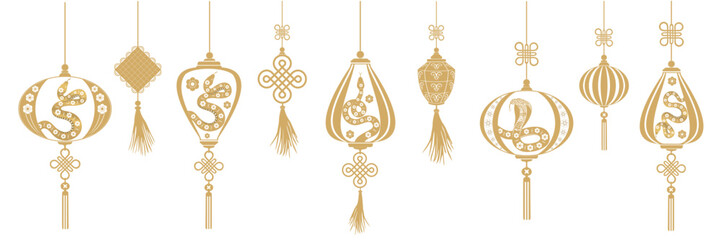 Chinese New Year golden snake lantern