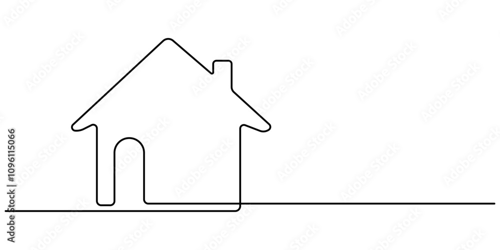 Poster drawing of a house in continuous one-line style. modern illustration. continuous thin line home icon