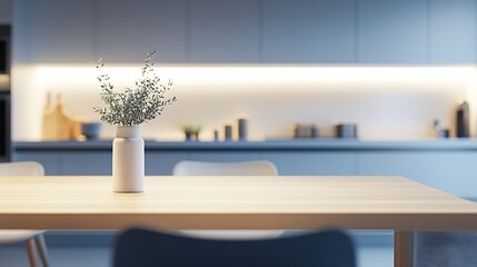 Minimalist Dining Area with Natural Light and Stylish Decor in Modern Home : Generative AI