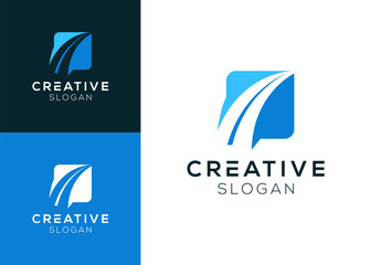 Road logo design. Abstract road logo with negative space style