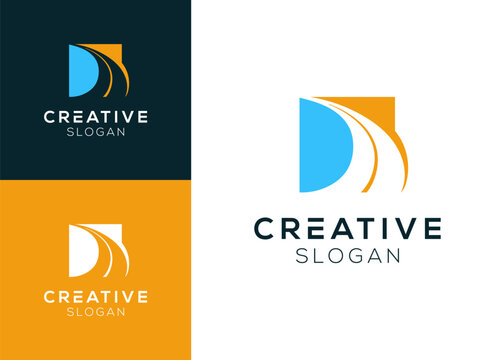 Road logo design. Abstract road logo with negative space style