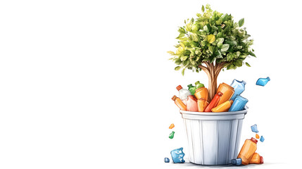 Obraz premium Garbage and recycling concept under loving the world and love nature in the form of banner tags and posters with space to add text