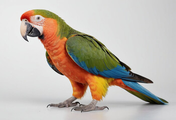 Obraz premium standard Colorful parrot right side view. Full figure visible, flat white background, no shadows, head and legs visible, ultra detailed, photorealistic 400mm lens, low angle 