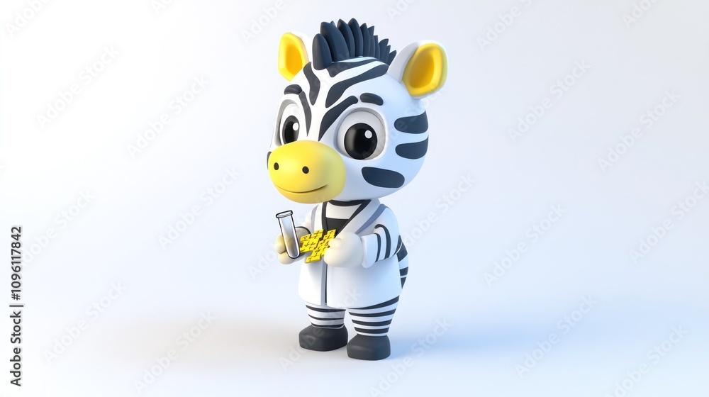 Aufkleber a cute zebra character in a lab coat holding a beaker, symbolizing science and experimentation.