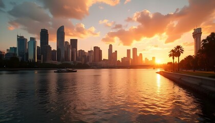 sunset over the city